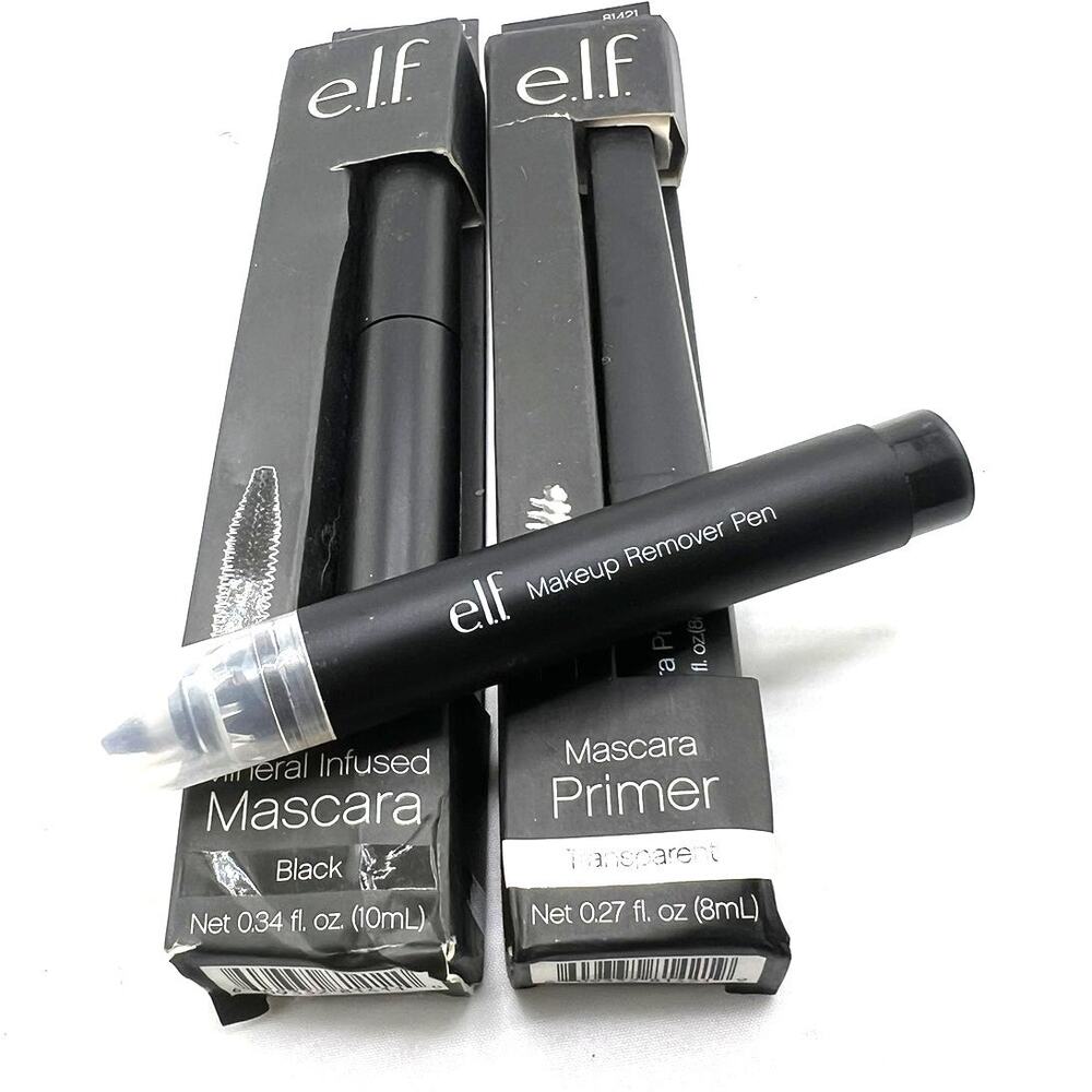 e.l.f. Set of 3 new Mineral Infused Mascara & Primer & Makeup Remover Pen Black